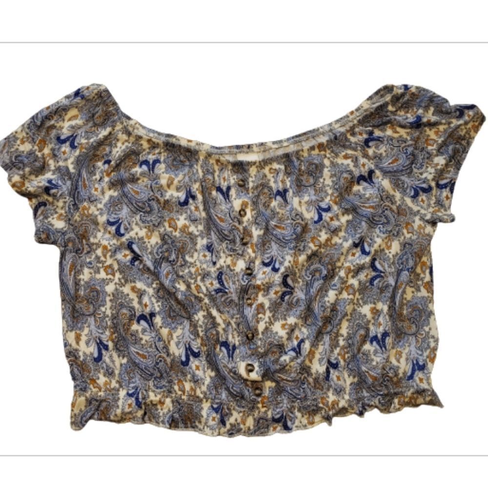 Sz XL • H&M Off the Shoulder Paisley Crop Top